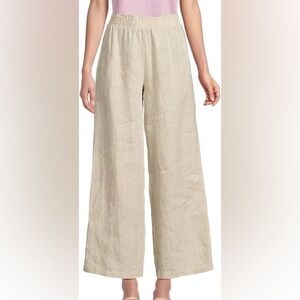 Baci 100% Linen Wide Leg Crop Pants Oatmeal